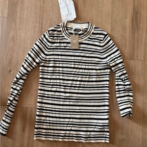 Black and White Striped Long Sleeve Top